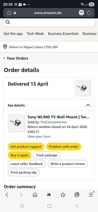 Suporte de Parede Sony SU-WL900  para TV