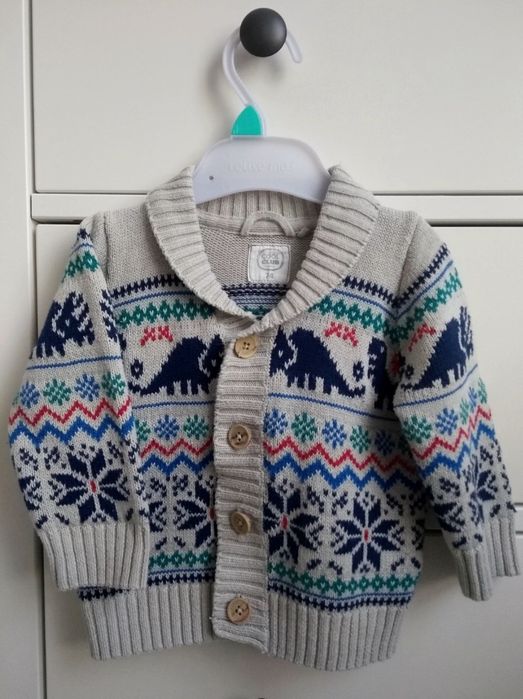 Ciepły sweter niemowlęcy zimowy norweskie wzory rozm. 74