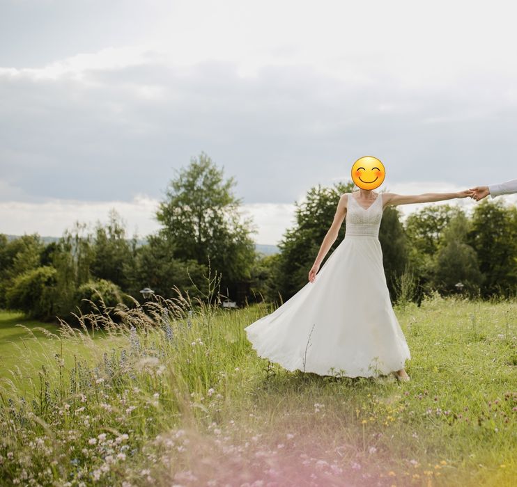 Suknia ślubna boho koronką haft 36/38