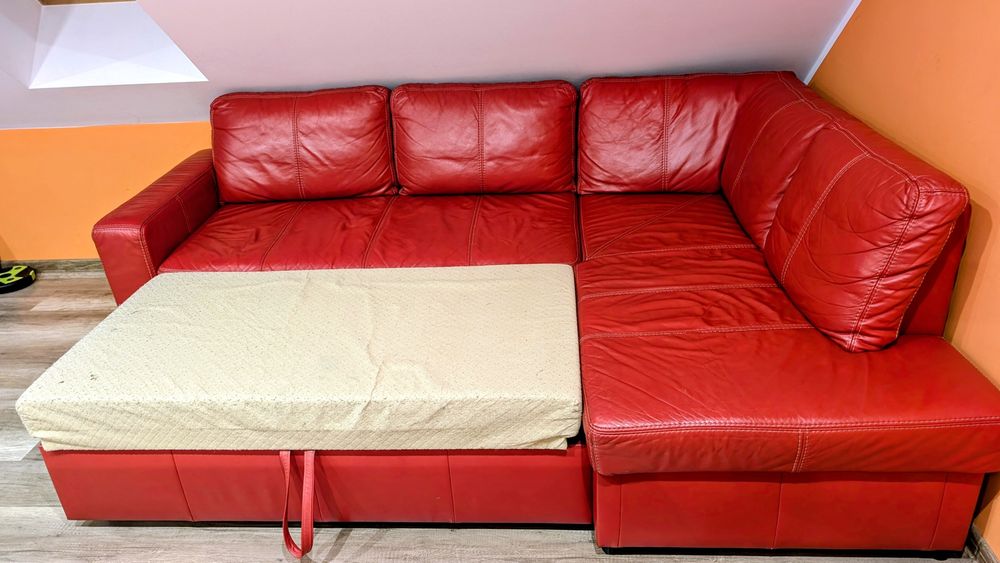 Narożnik sofa skóra spanie 168 x 245