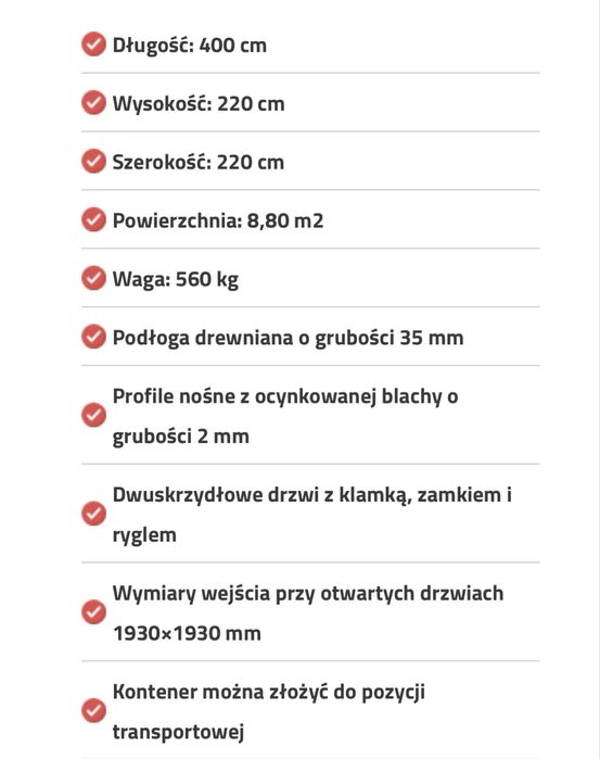 Kontener magazynowy 2,2 x4 m