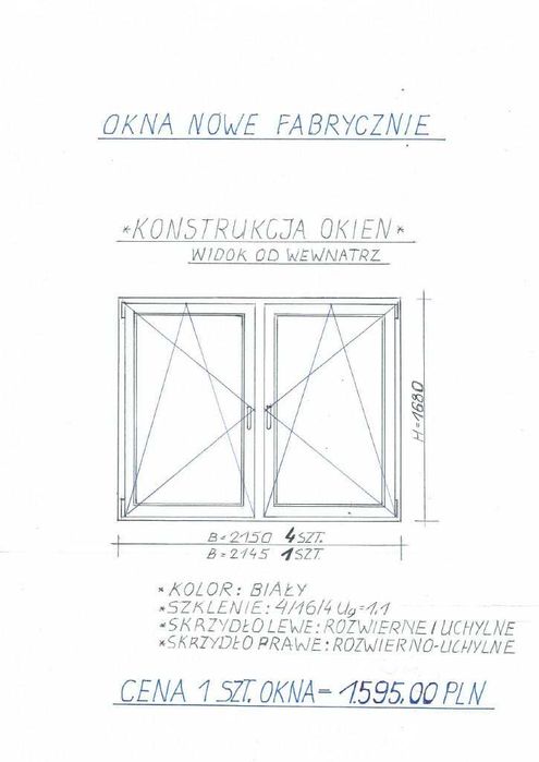 Nowe okna PCV dwuszybowe