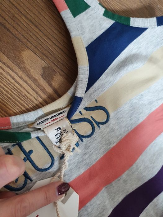 Nowe body Guess r. XS szare pasy organic