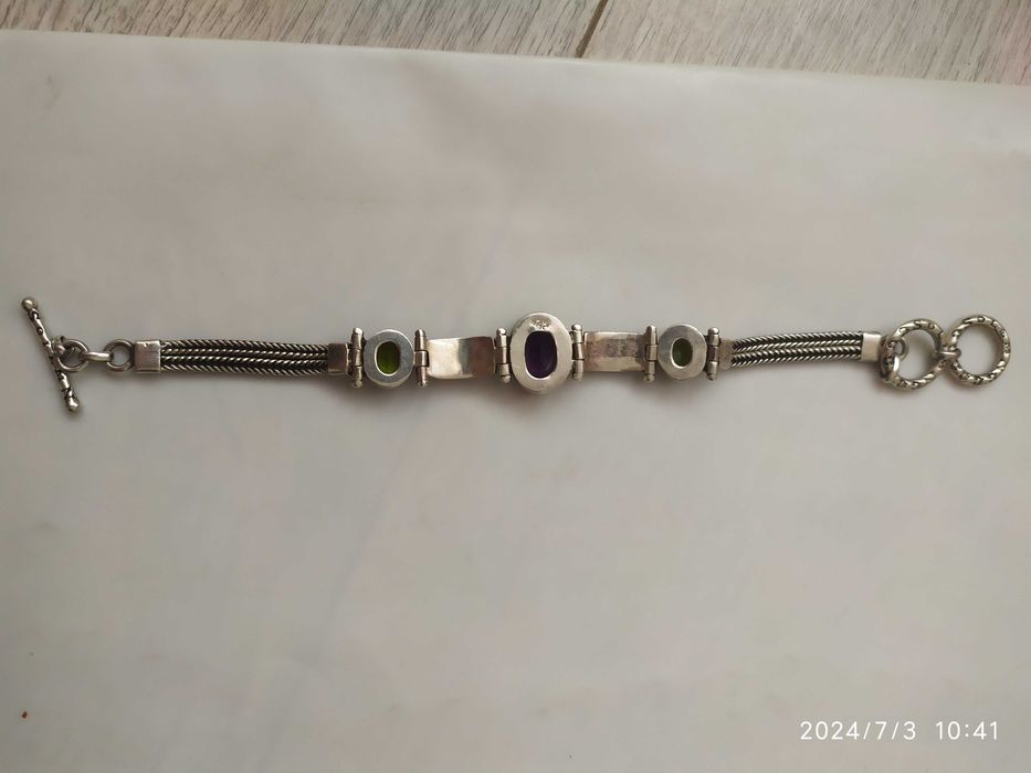 Серебряный браслет с натуральными камнями 925