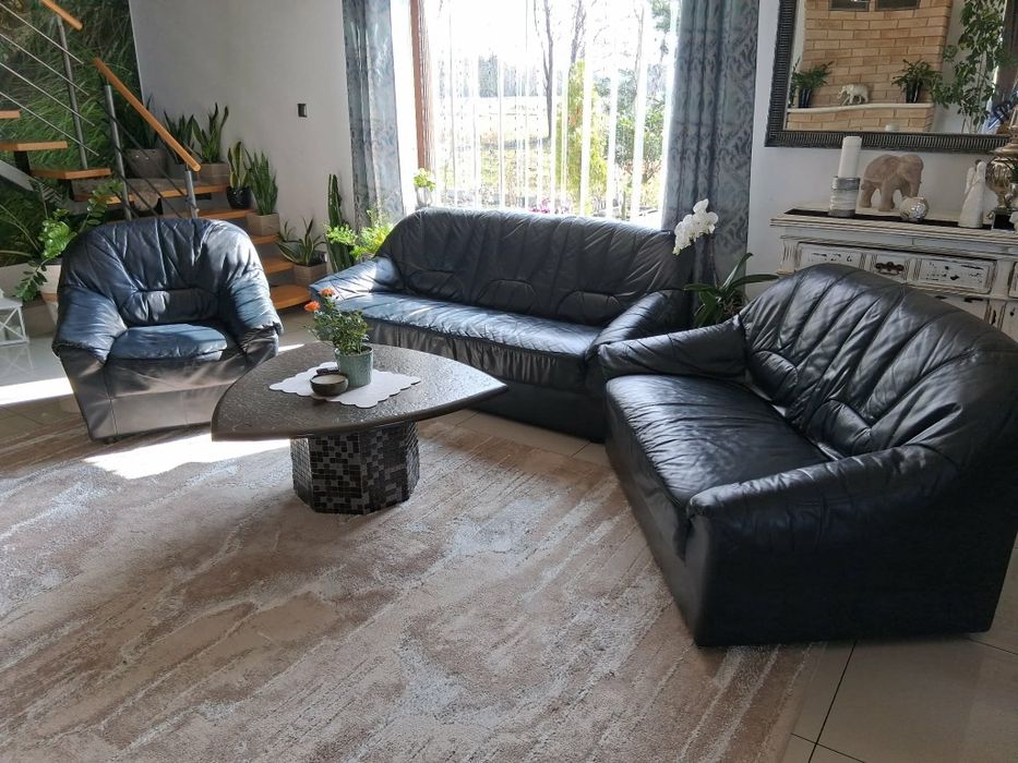 Zestaw wypoczynkowy skora 3+2+1