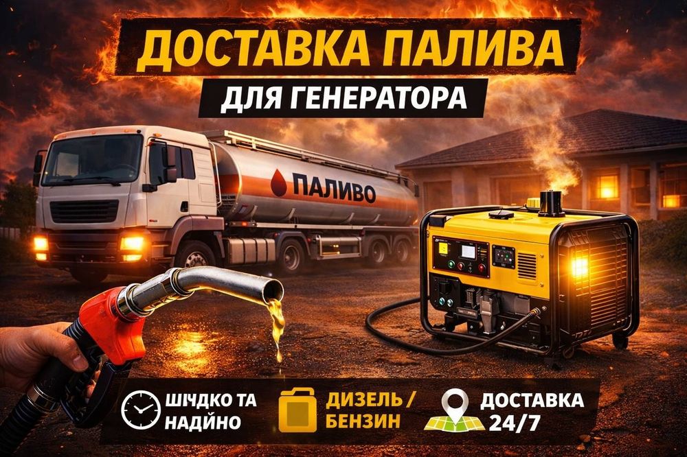 Паливо дизель для генераторів доставка заправка Київ Харків інші