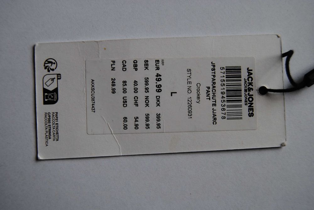 Jack &Jones, spodnie  męskie, roz. L