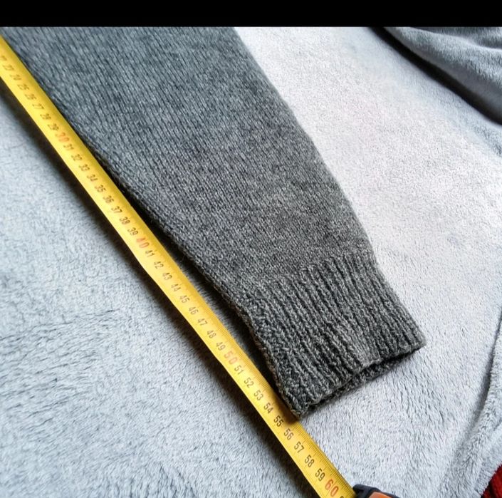 Sweter wełniany gruby szary, 100% wełna