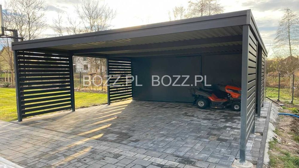 Carport Wiata garażowa stalowa  - carport 2 auta + pomieszczenie z tyłu /Producent/