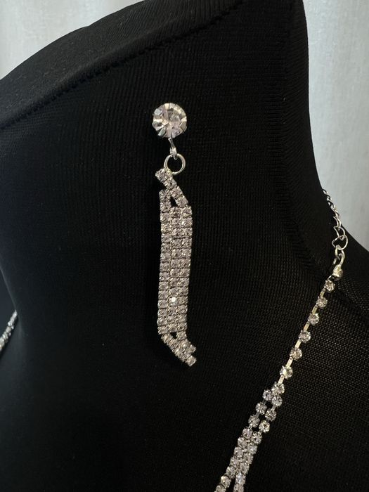 Kolia bizuteria zestaw kolczyki cyrkonie srebrne