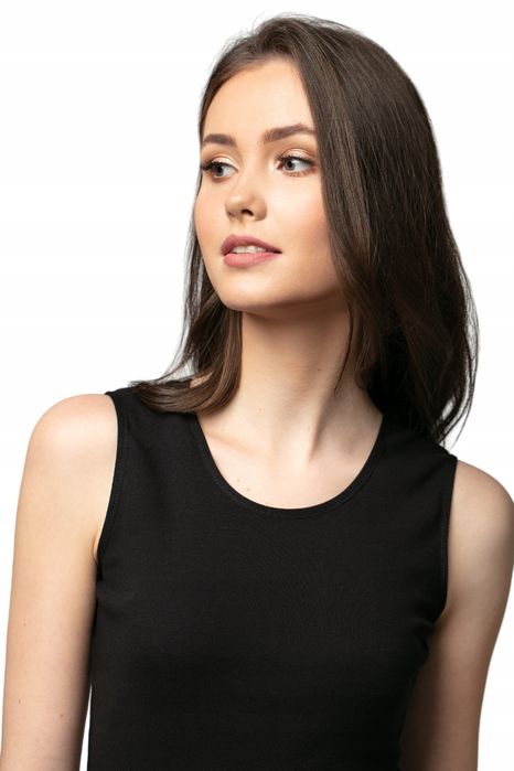 Koszulka Damska Na Ramiączkach Czarna 100% Bawełna R. Xl