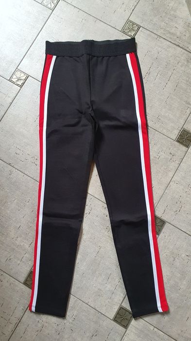 Zara spodnie czarne lampasy porządne wysoki stan S M