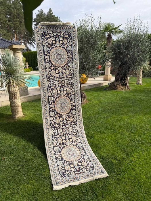 Chodnik Dywan Perski Kaszmir + Jedwab Iran Nain 305x75 NAJTANIEJ W POLSCE