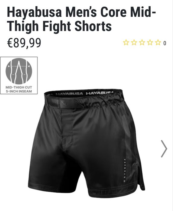 Hayabusa męskie szorty Hayabusa Men’s Core Mid-Thigh Fight Shorts