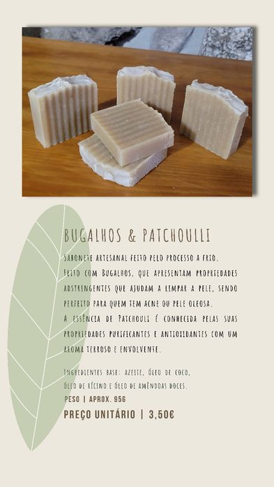 Sabonete artesanal Bugalhos e Patchouli