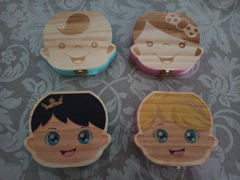 Peças decorativas para guardar os dentinhos dos bébés (menino/menina)