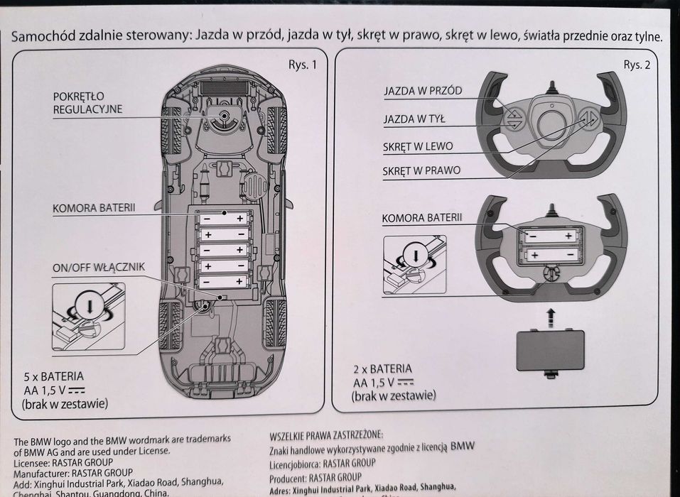 NOWY Samochód zdalnie sterowany BMW 3.0 CSL w skali 1:14, RC, RASTAR