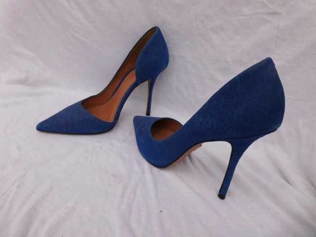 Kazar skórzane chabrowe wężowe szpilki 38,5 szpic