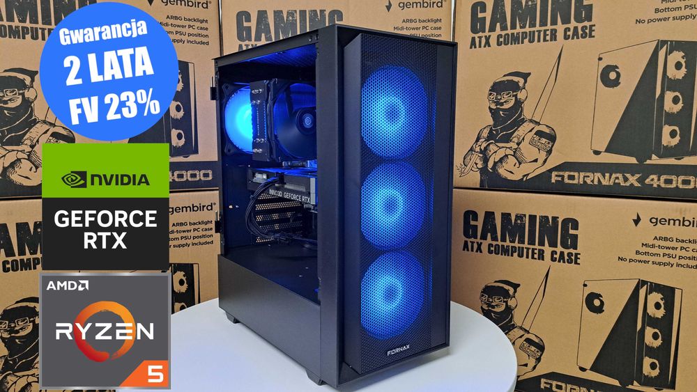 Nowy Komputer Gamingowy Ryzen 5 7500F 32GB DDR5 RAM 1TB SSD RTX 5060 Wi-Fi 6E, Bluetooth Win11 Gwarancja 24mc Faktura 23% KomputeryGamingowe.com