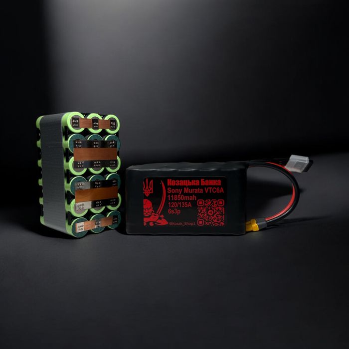 Акумулятор для FPV (ФПВ) дрону 6s3p Li-Ion Sony Murata VTC6A, 11850mAh