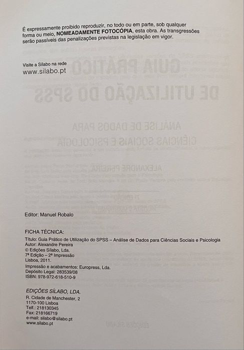 SPSS Practical Guide by Alexandre Pereira, 7th Edition64285484639619123