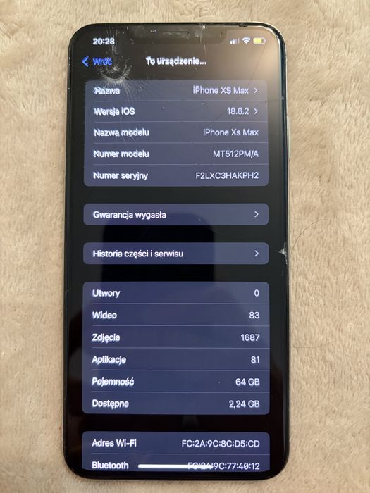 iPhone Xs Max uszkodzony ale zadbany ! Polecam !!!