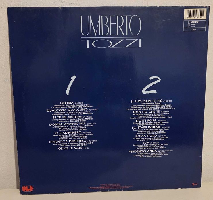 Winyl Umberto Tozzi – Minuti Di Un'Eternita