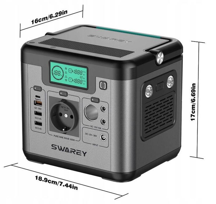 Портативна електростанція SWAREY S500 518/Вт/год (пікова 1000 Вт)