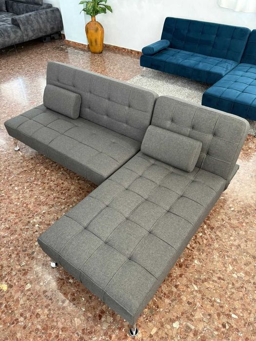 Sofa cama gris tela - envio gratis