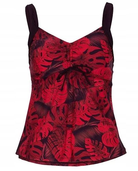 B.P.C top tankini czarno-czerwony w liście 48.