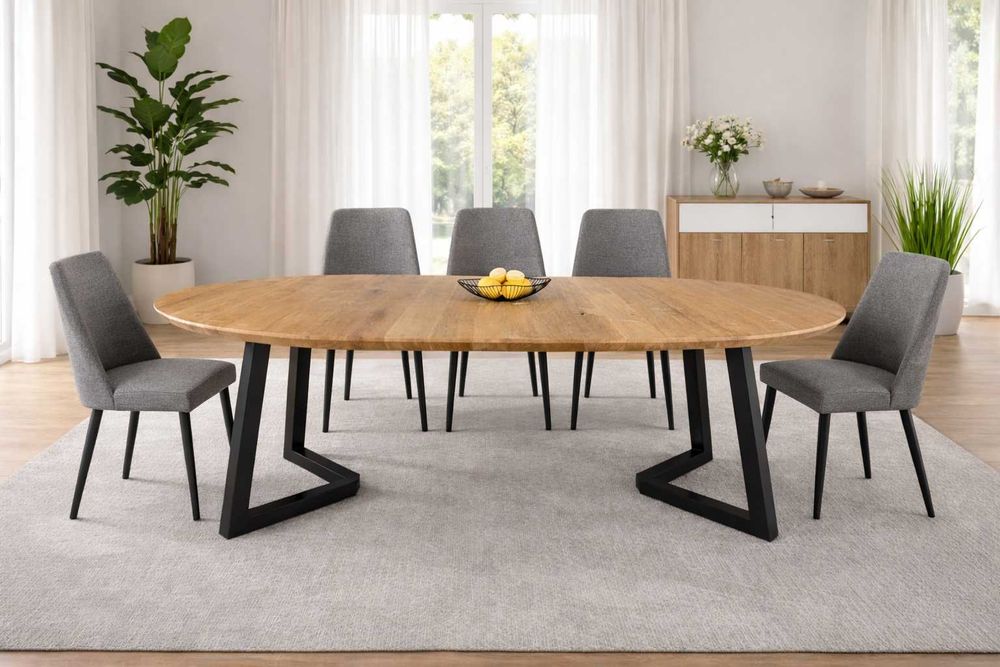 Stół Dębowy Okrągły LOFT - 100% Lite Drewno Różne Wymiary Rozkładany