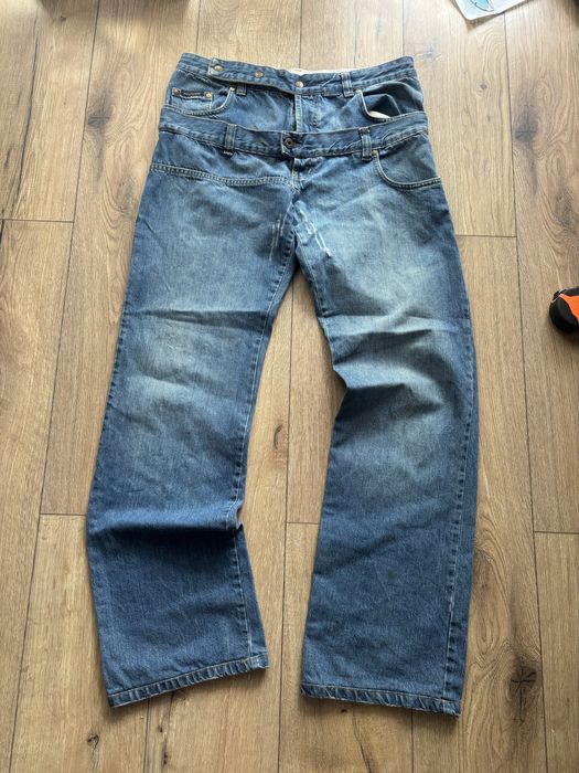 Dolce & Gabbana D&G Jeans Layered Waist Distressed Denim spodnie