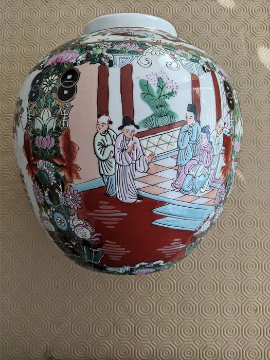 Jarrão com tampa, porcelana chinesa