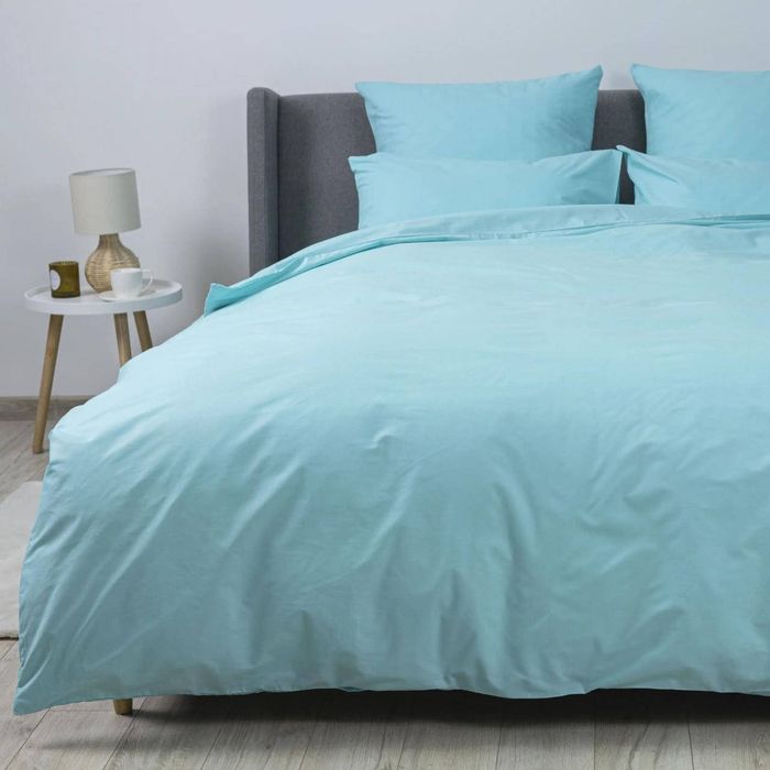 Комплект постільної білизни односпальний блакитний, бірюзовий, постіль