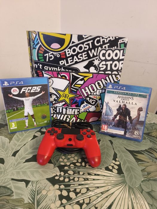 PS4 1T com comando e jogos