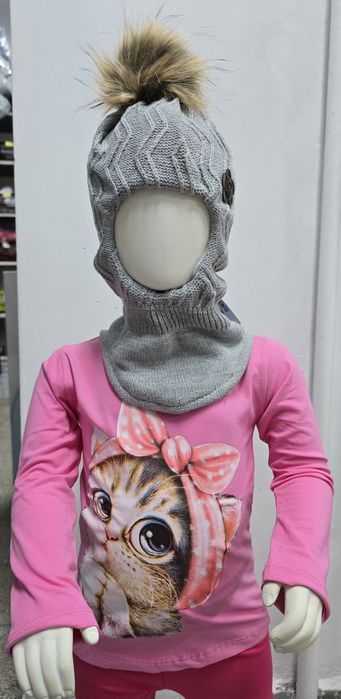 Kominiarka dziewczęca zimowa 46-48, szara