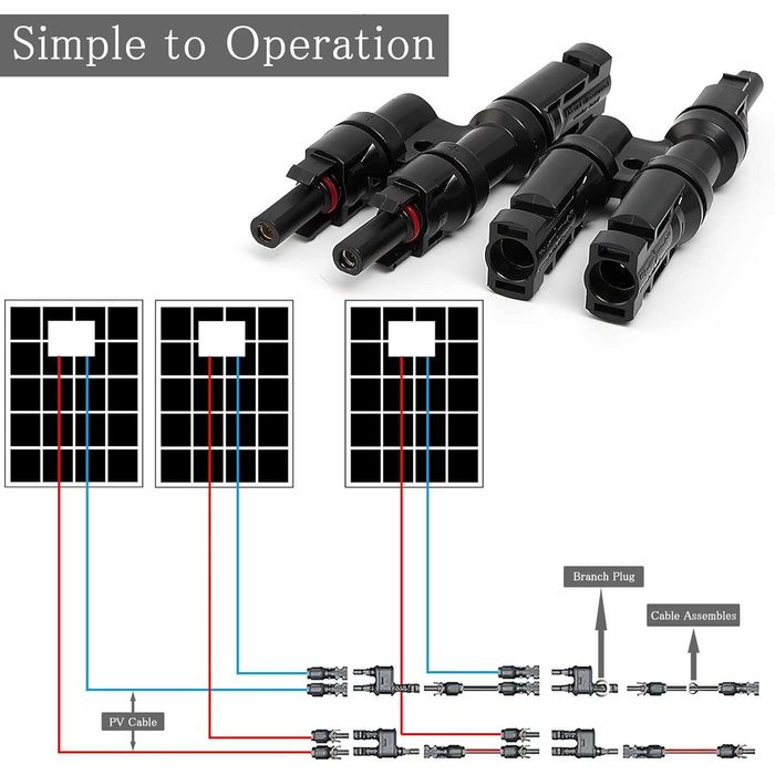 Conjunto Conector Solar 2T 3T 4T 5T 6T M/F  30A, 1000V