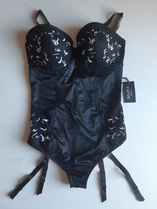 Новый моделирующий боди-корсет Figleaves Curve, размер 85Е (38DD), чёрный