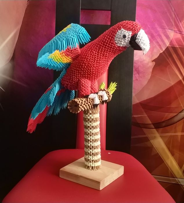 Papuga origami modułowe 3d