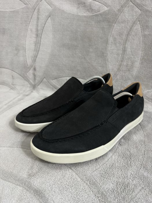 ECCO Cathum Moc Toe Sneakers Slippers moccasins size 45 czarne mokasyny buty wsuwane