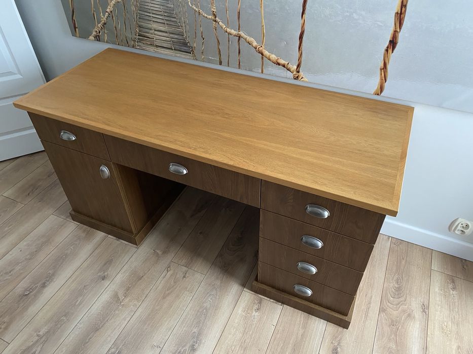 Solidne Biurko (od stolarza)/Ciężkie– dębowy blat, stan idealny