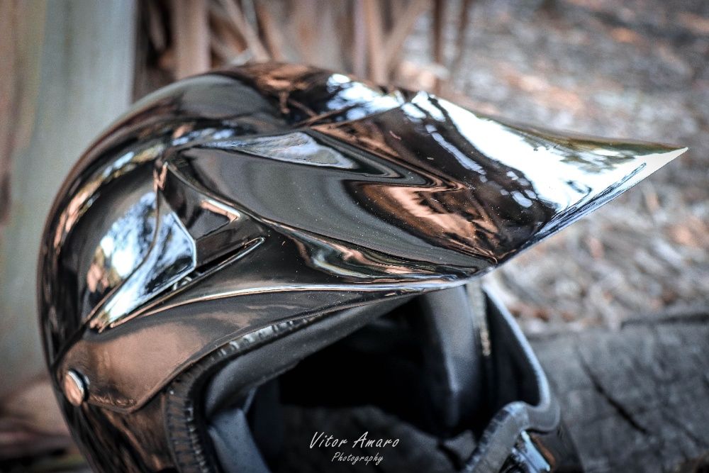 Capacete Vintage/Motocross/Old School/Retro (Black Glossy)|NOVO