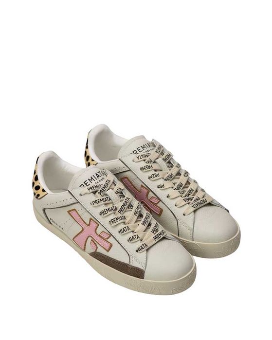 Кросівки Premiata Stevend Sneakers White/Brown with Pink Logo