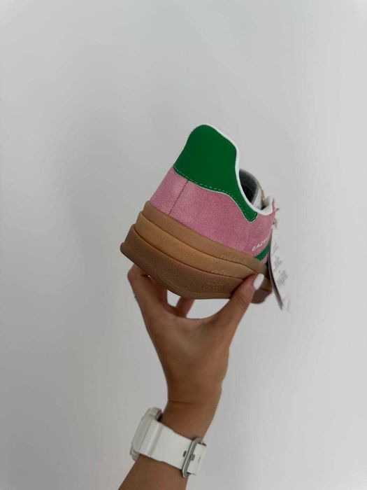 Кросівки Adidas Gazelle Bold Platform Pink/Green premium