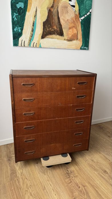 Duńska komoda tekowa fornir mid century dania komoda teak 6 szuflad