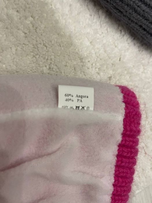 Тепла в’язана шапка ангора 60% з підкладкою, подвійна.  Жіноча шапка