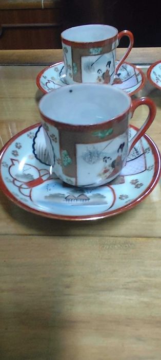 4 chavenas e pires cafe japonesas casca de ovo antigas vintage