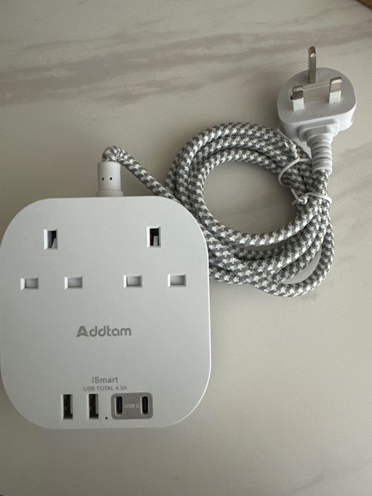 Розумний подовжувач Addtam USB-C (британська вилка Type G)