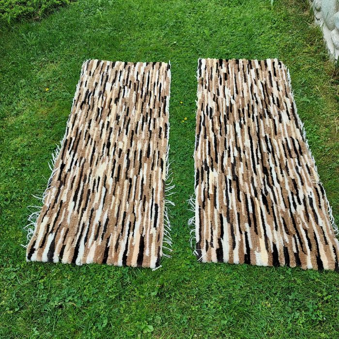 Ręcznie Tkane Dywany Narzuty Skóra Owcza Naturalna Komplet