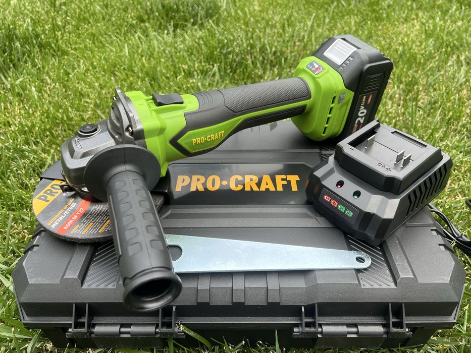 Акумуляторна болгарка Procraft PGA22 Brushless (1 Акб + Зарядне)+ Кейс